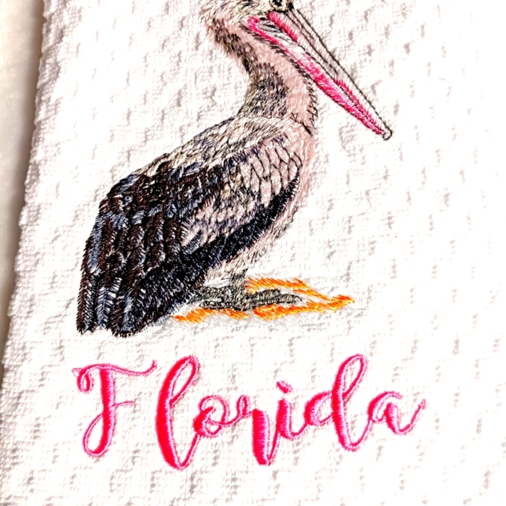 Embroidered Waffle Towel